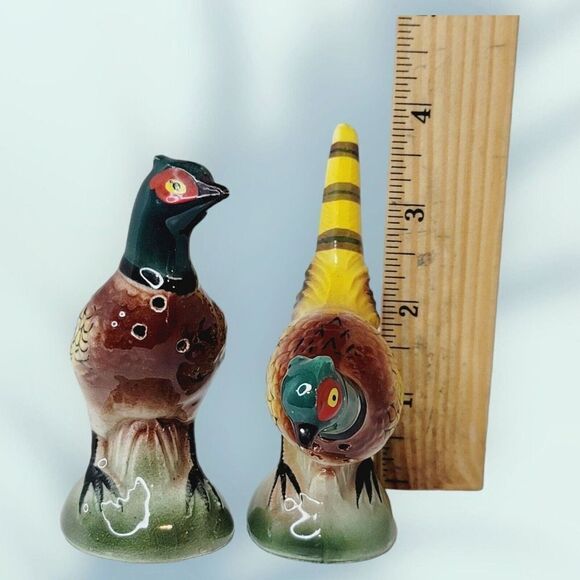 VINTAGE Japan PHEASANT Salt & Pepper Shakers Hand Painted Relco Creation - Picture 9 of 12